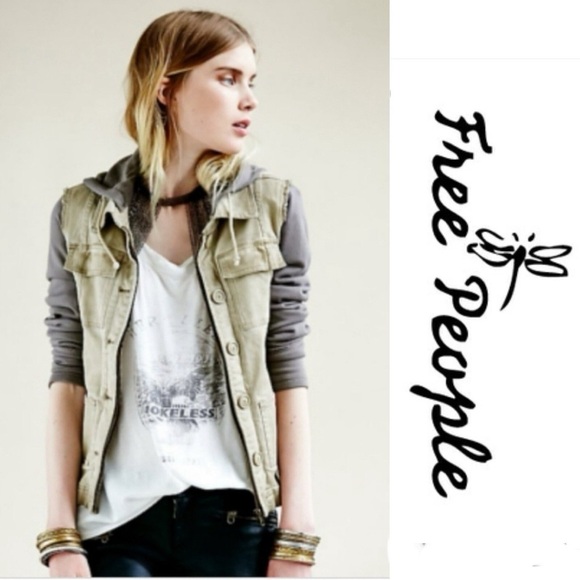 Women's Free People Medium Knitted Hood Twill Jacket - Picture 1 of 9